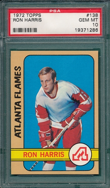 1972 Topps Hockey #138 Ron Harris PSA 10 *Gem Mint*