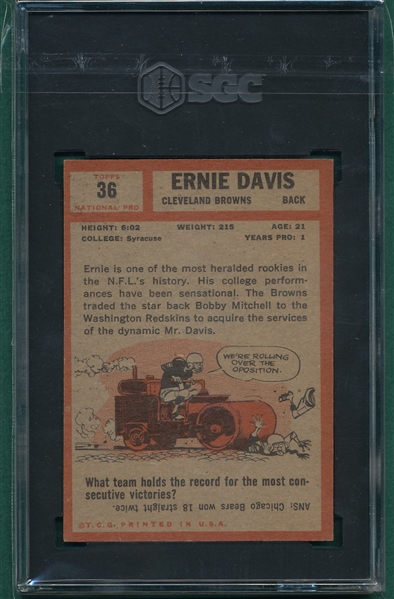1962 Topps FB #36 Ernie Davis SGC 4.5