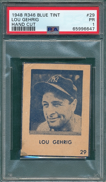 1948 R346 Blue Tint #29 Lou Gehrig PSA 1
