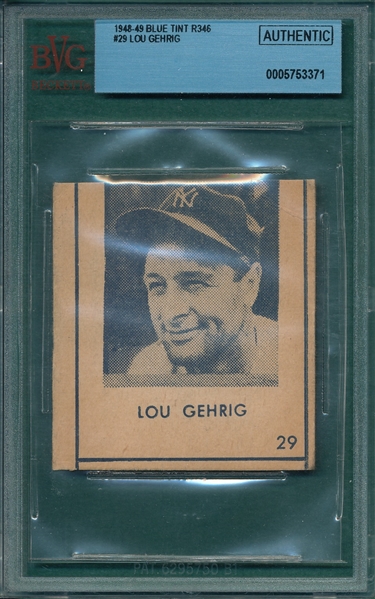 1948 R346 Blue Tint #29 Lou Gehrig BVG Authentic