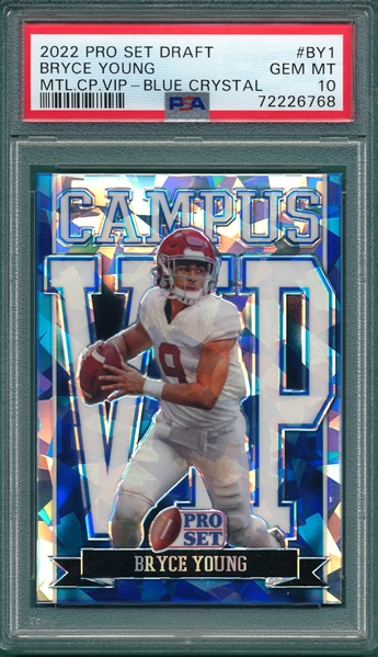 2022 Pro Set Draft Metal Blue Crystal #BY1 Bryce Young PSA 10 *GEM MT* 