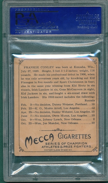 1910 T218 Champions Frankie Conley Mecca Cigarettes PSA 4