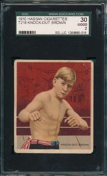 1910 T218 Champions Knock-Out Brown Hassan Cigarettes SGC 30