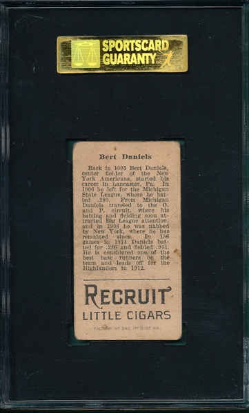 1912 T207 Daniels Recruit Little Cigars SGC 40