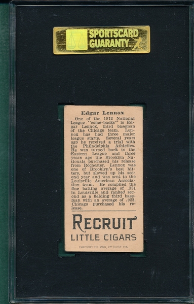 1912 T207 Lennox Recruit Little Cigars SGC 40