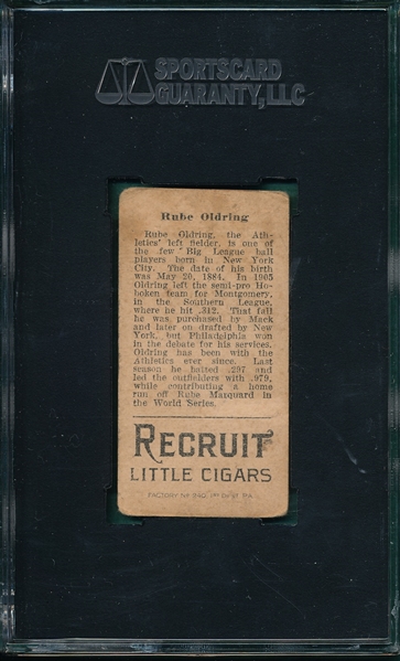 1912 T207 Oldring Recruit Little Cigars SGC 30
