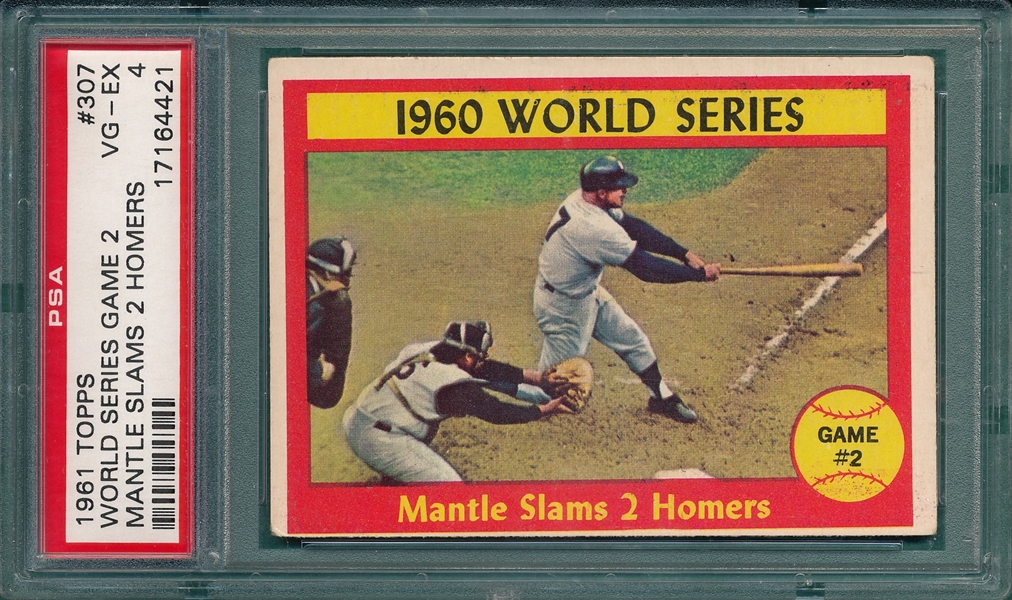 1961 Topps #307 World Series Game #2 W/ Mantle PSA 4