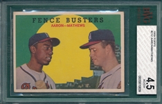 1959 Topps #212 Fence Busters W/ Aaron/Mathews BVG 4.5
