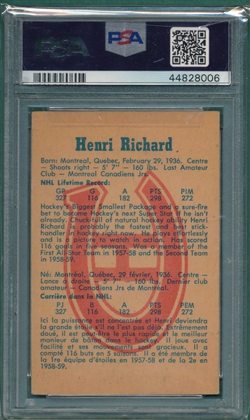 1960 Parkhurst #47 Henri Richard PSA 5