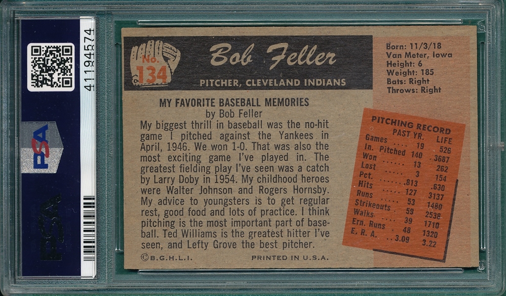 1955 Bowman #134 Bob Feller PSA 6