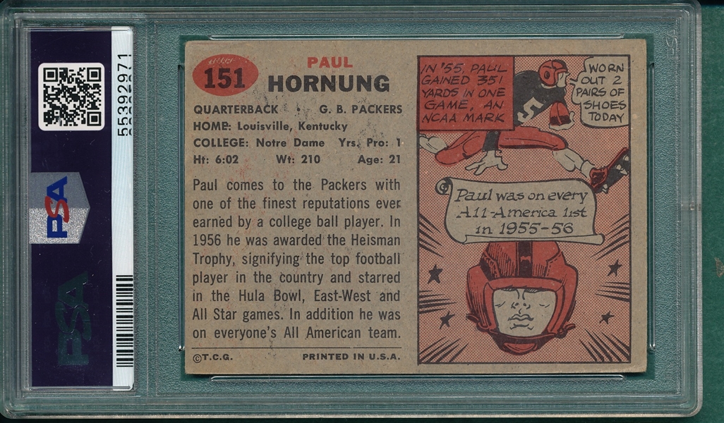 1957 Topps Football #151 Paul Hornung PSA 4