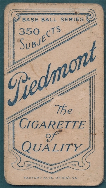 1909-1911 T206 Burch, Fielding, Piedmont Cigarettes