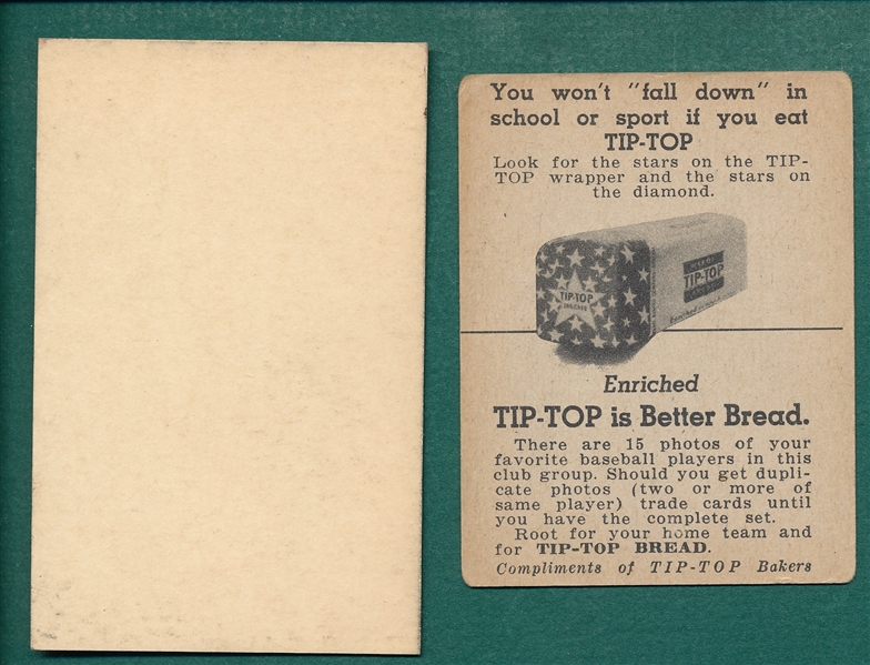 1947 Tip-Top Bread & Bond Bread, Lot of (2) Enos Slaughter