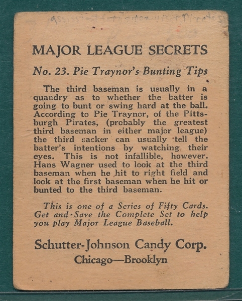 1935 Schutter-Johnson #23 Pie Traynor