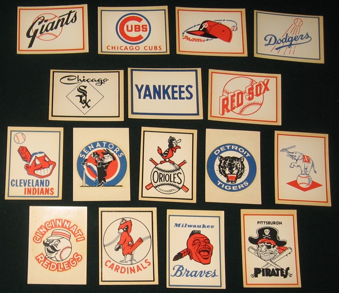 1960 Fleer Baseball Decals Complete Set (16) 