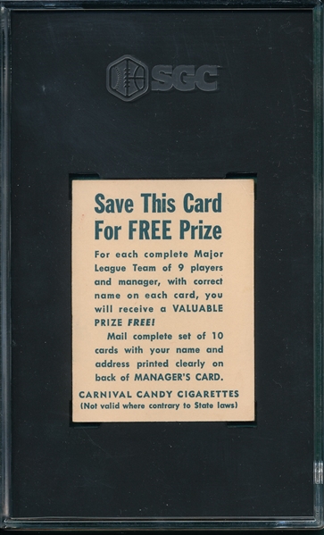 1955 Carnival Candy, Who Am I?, Dodgers First Baseman, (Hodges) SGC 4 *One of One*