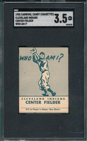 1955 Carnival Candy, Who Am I?, Indians Center Fielder, (Doby) SGC 3.5 *One of One*