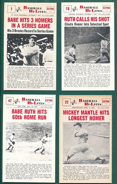 1960 Nu-Card Baseball Hi-Lites Near Set (71/72) 