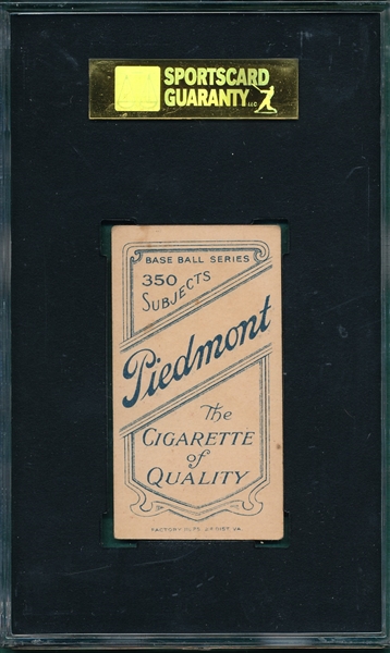 1909-1911 T206 Bridwell, Portrait, No Cap, Piedmont Cigarettes SGC 60