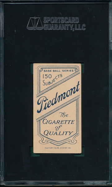 1909-1911 T206 Lake, NY, Piedmont Cigarettes SGC 50