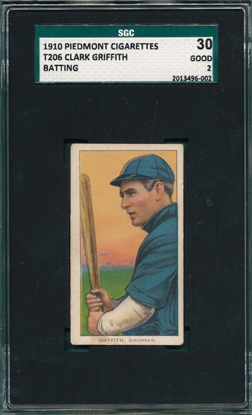 1909-1911 T206 Griffith, Batting, Piedmont Cigarettes SGC 30