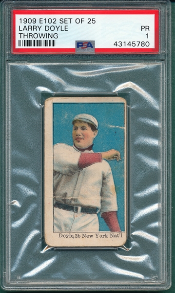1908 E102 Larry Doyle, Throwing, PSA 1
