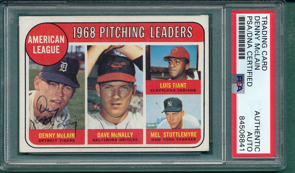 1969 Topps #9 AL Pitching Leaders W/ McClain PSA/DNA Authentic *Autograph*