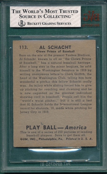 1939 Play Ball #113 Al Schacht BVG 5 