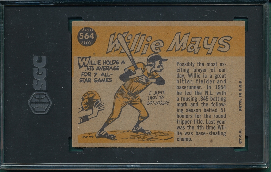 1960 Topps #564 Willie Mays, AS, SGC 5 