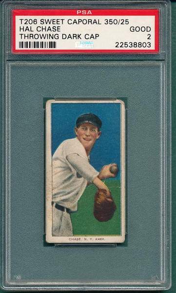 1909-1911 T206 Chase, Dark Cap, Sweet Caporal Cigarettes PSA 2 *Factory 25*