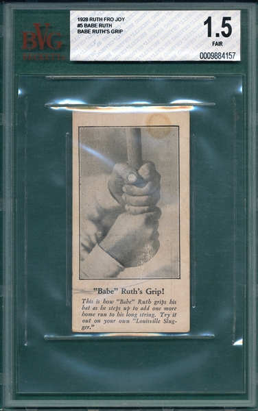 1928 Fro-Joy #5 Babe Ruth BVG 1.5