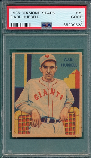 1934-36 Diamond Stars #39 Carl Hubbell PSA 2