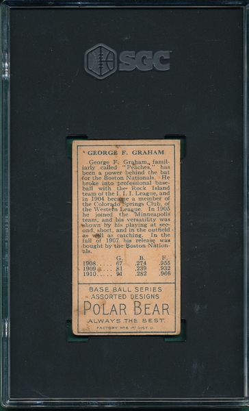 1911 T205 George Graham, Cubs, Polar Bear, SGC Authentic, *SP*