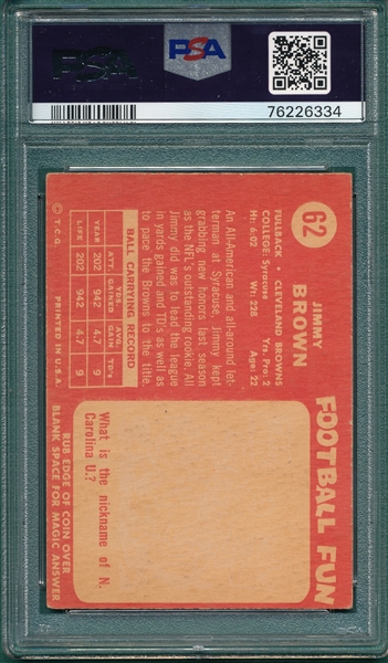 1958 Topps #62 Jimmy Brown, PSA 3.5 *Rookie*