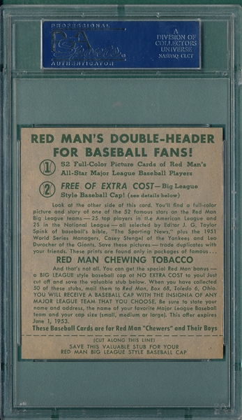 1952 Red Man #17 AL Bob Porterfield PSA 6.5 *W/Tab*