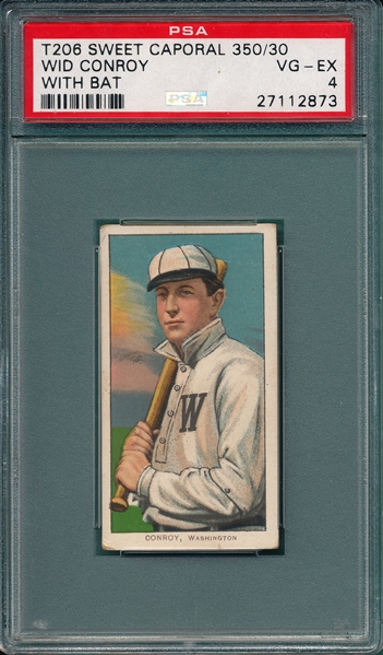 1909-1911 T206 Conroy, Batting, Sweet Caporal Cigarettes PSA 4