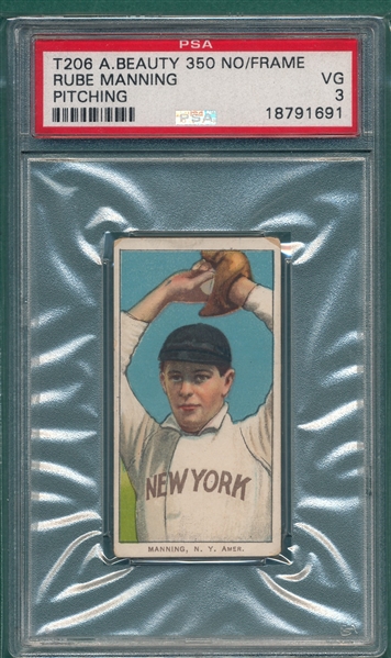 1909-1911 T206 Manning, Pitching, American Beauty Cigarettes PSA 3