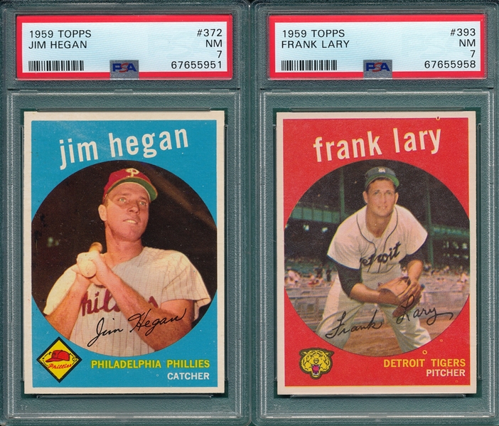 1959 Topps #372 Hegan & #393 Lary, Lot of (2) PSA 7