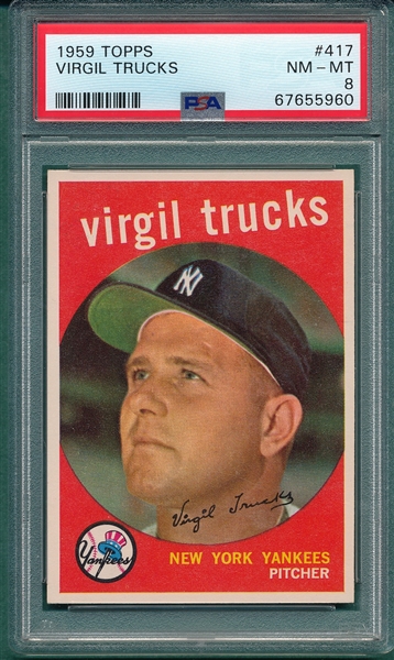 1959 Topps #417 Virgil Trucks PSA 8