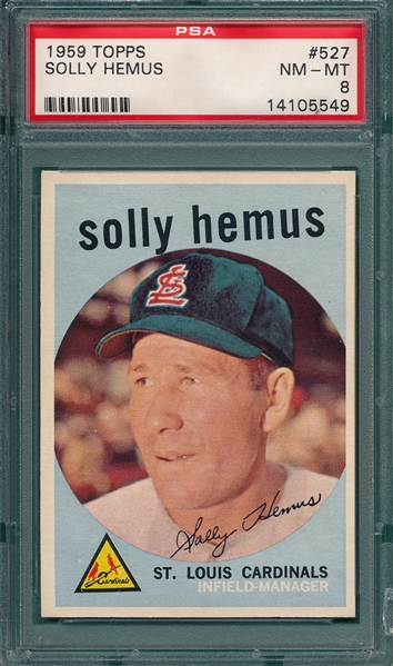 1959 Topps #527 Solly Hemus PSA 8 *Hi #*