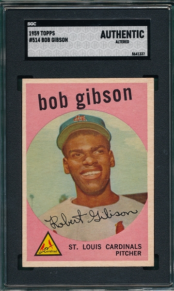 1959 Topps #514 Bob Gibson SGC Authentic *Rookie* *Hi #*