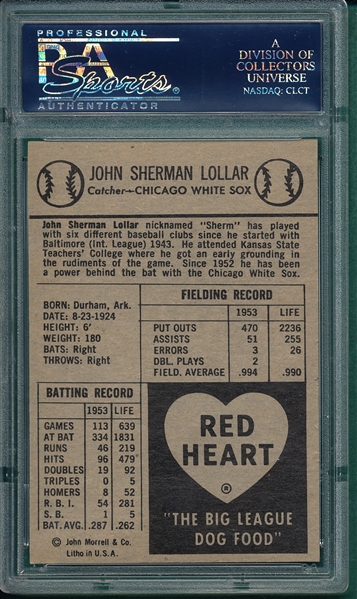 1954 Red Heart Sherman Lollar PSA 7