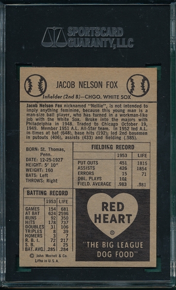 1954 Red Heart Nelson Fox SGC 80