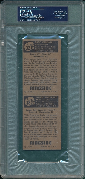 1951 Topps Ringside Panel #38 Dauthuille/ #32 Marciano, PSA 6 *Low Pop*