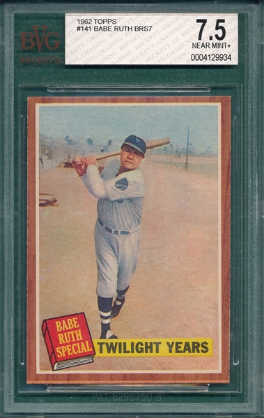 1962 Topps #141 Babe Ruth Special BVG 7.5