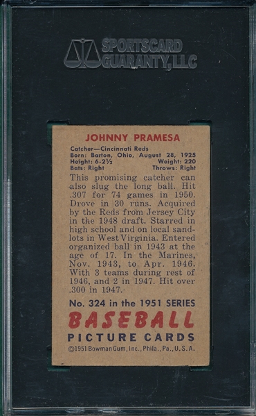 1951 Bowman #324 Johnny Pramesa SGC 60 *Hi #*