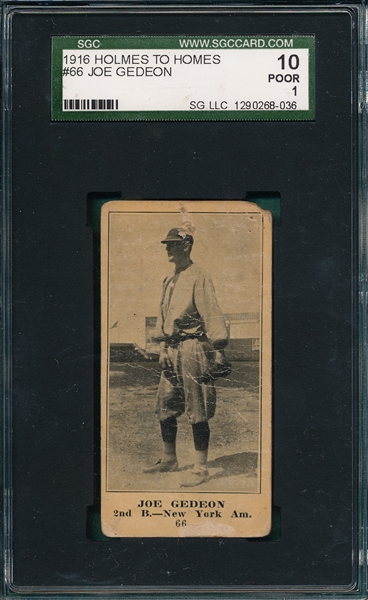 1916 Holmes To Holmes #66 Joe Gedeon SGC 10 *Only One Graded* 