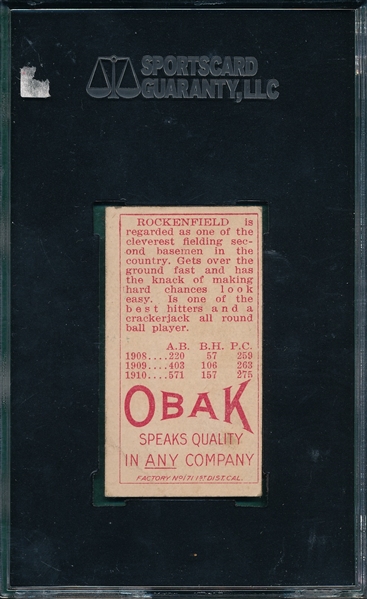 1910 T212-2 Rockenfield, Obak Cigarettes SGC 40