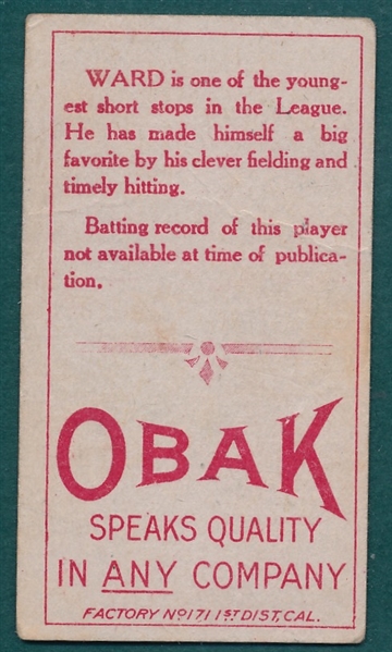 1910 T212-2 Ward Obak Cigarettes 