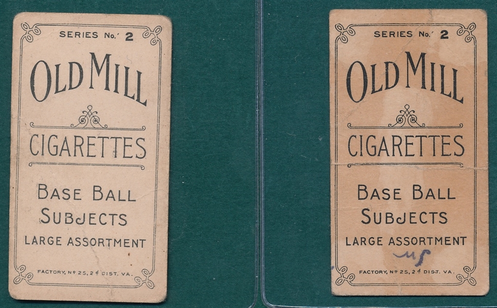 1910 T210-2 Chandler & Tonor, Lot of (2) Old Mill Cigarettes 